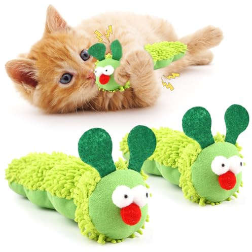 Kattmyntleksak, 2 stycken larv, plyschdjur, kattleksaker, tuggleksaker, kattleksak, interaktiv kattleksak, kattleksak, självupptagning, kattmynta för tandupptagning, tugga för huskatter