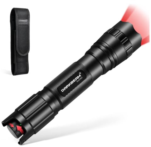 DARKBEAM LED Ficklampa med rött ljus Röd ljusficklampa Uppladdningsbar Steglös dimning, Zoombar Bärbar handhållen röd lampa för Nattjakt, camping, Observation, astronomi, Fiske, Räddning, Stjärnkikare