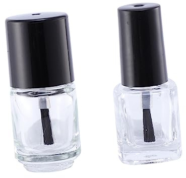 Healvian 20pcs 5ml Nail Liquid Container Set with Brush 10 and 10 Square Empty Glass Nail Polish Bottles for Travel and DIY Kit