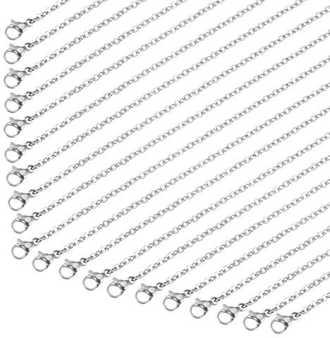 Sorcristy 20 Stück 45cm Kette Halskette, Edelstahl Kette Schmuck Edelstahlkette Damen Gliederkette Silber Ohne Anhänger Ketten mit Hummerverschlüssen Set zum Selber Machen DIY Schmuckherstellung