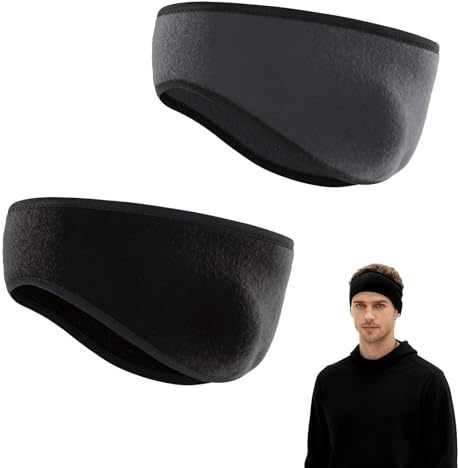 2PCS Hiver Sport Bandeau Cache Oreille, Polaire Cache Oreille Unisexe Polaire Bandeau de Sport, Exercice élastique à cheveux Languette Earmuffs pour l'hive Running Ski Cyclisme