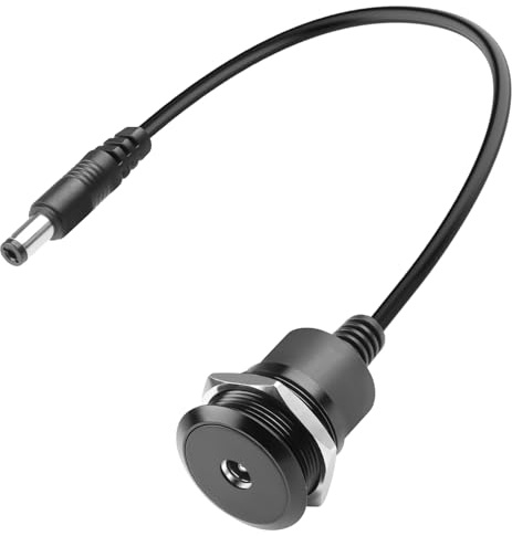 QIANRENON DC 5,5 × 2,1 mm gängad fast montering strömkort kabeladapter DC 5,5 x 2,1 mm hane till hona skottmontering laddningskontakt förlängare 12-24 V 3-5 A, för gör-det-själv-reparation DC5521-port