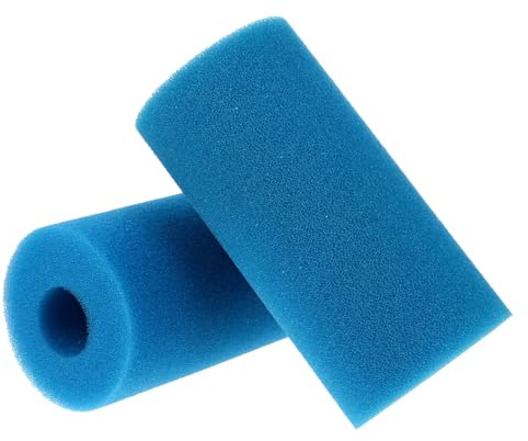 WRITWAA 2 Stück Wiederverwendbare Blaue Poolfilter Schwämme Zylindrisch für Poolpumpe Reinigung und Poolreinigung