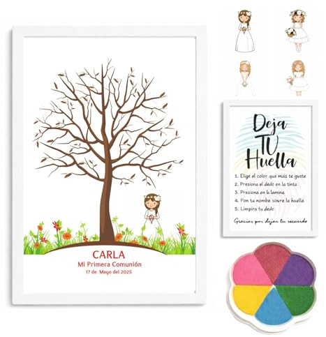 Didart Handmade Árbol Huellas Comunión Niña - Libro Firmas Vintage