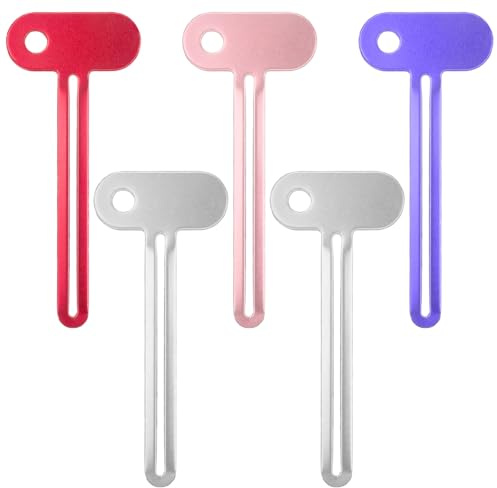 5PCS Metal Toothpaste Squeezer, Stainless Steel Tube Key Squeezers Toothpaste Squeezer Roller Zero Waste Extruder for Extruding Toothpaste Facial Cleanser Cosmetics
