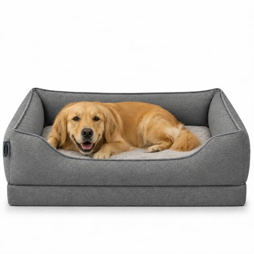 Zedelmaier orthopädisches Hundebett für große Hunde, XL, 109×74cm, Grau | Hundekörbchen waschbar, Bezug abnehmbar, extradicke Matratze, hoher kratzfester Rand, Hundekorb oben und seitlich wasserdicht