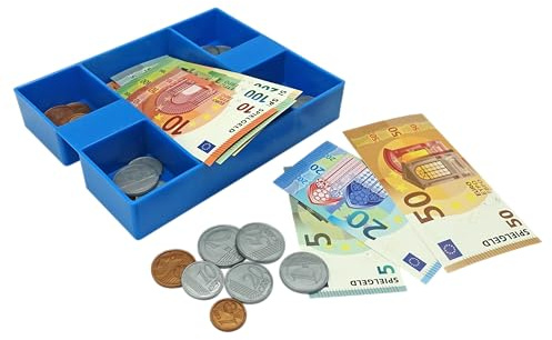 tanner DER KLEINE KAUFMANN TANNER Deco - Geldkassette mit Eurospielgeld (Kaufladenzubehör, aus Kunststoff, Geld für Kaufladen) 0209.6