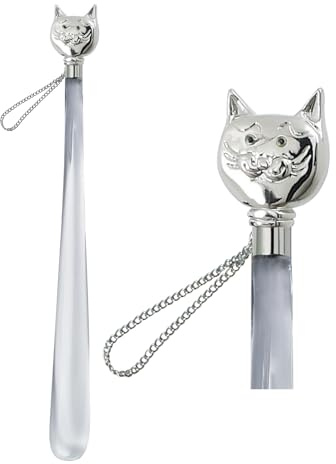 DELFA Design Schuhanzieher Schuhlöffel 50 cm mit Griff Motiv KATZE - transparent