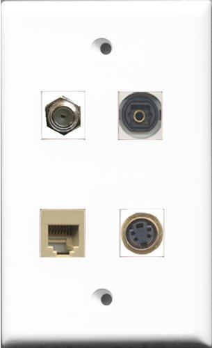 RiteAV - Cavo coassiale TV-tipo F e 1 porta telefono RJ11 RJ12 beige e 1 porta S-Video e 1 porta Toslink