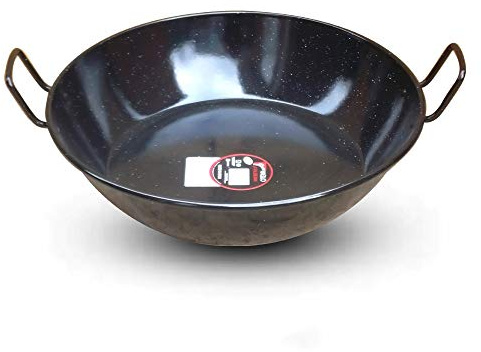 La Valenciana - Paella (55 cm, Acero Inoxidable, esmaltado, con 2 Asas), Color Negro