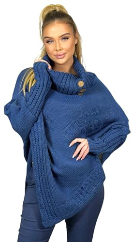 Mississhop Poncho Strick Sweatshirt Pullover Umhang Überwurf