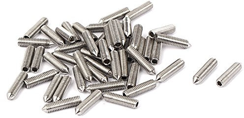 sourcing map Vis Pointeau Conique pour Poignée de Porte Vis Sans Tête Hexagonale M3 x 12mm hauteur Argenté 50Pcss