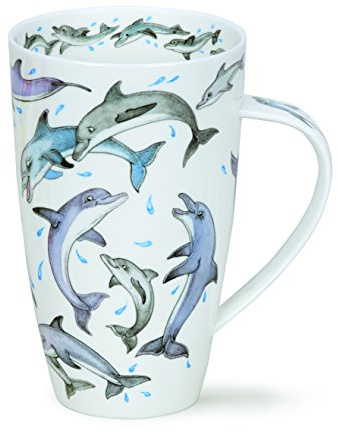 Dunoon - Taza de porcelana inglesa Cherry Denman, diseño de Dolphins