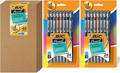 BIC Xtra-Precision Mechanical Pencil, Metallic Barrel, Fine Point (0.5mm), 48-Count