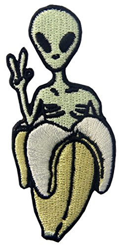 Aufnäher, bestickt, Design: Ausländer in der Banane, zum Aufbügeln oder Aufnähen