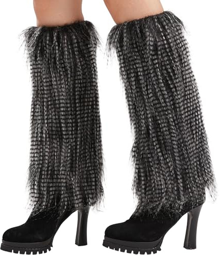 Nanxson Damen Stulpen Lange Furry Fuzzy Beinwärmer Plüsch Leg Warmers | Strümpfe Beinlinge für Frauen Mädchen,Winter Wärme Fur Boot Covers,für 80er Party,Cosplay,Halloween Kostüme,Weihnachten
