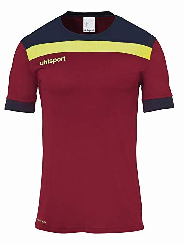 uhlsport Fußball Offense 23 Trikot Herren Kurzarmshirt Bordeaux Marine gelb Gr L