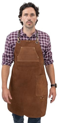 Angus Stoke Premium Lederschürze - Vollleder Grillschürze - one-Cut Vintage Leder Schürze - BBQ & Küche - Stan
