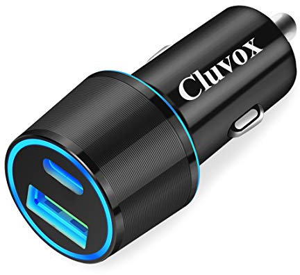 Dual USB Car Charger Adapter, Cluvox 20W Fast Charge Car Charger for iPhone 16/15 Pro Max/Plus/14/13/12/11/XS/XR/X/8/SE 2020/iPad 8th/Pro/Air 4/Mini, Google, Samsung Cigarette USB Charger