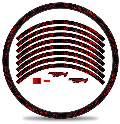 Finest Folia Set of 16 Wheel Rim Stickers for Bicycle Rims in Racing Design Complete Set for 27 Inches 29 Inches for Road Bike Mountain Bike MTB Balance Bike RX025 (Neon Red, Matte)