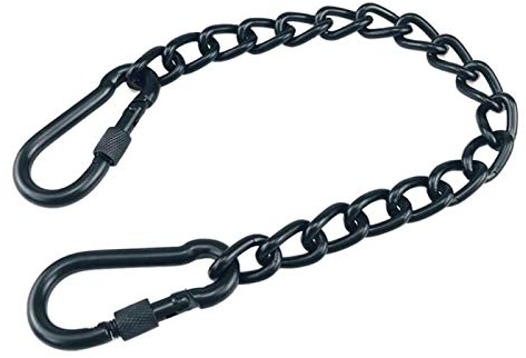 Faderr Hanging Chair Chain, Chain with Two Carabiners, Chair Hardware Swing Hooks, Stainless Steel Hanging Chair Chain with Two Carabiners, Max Load 400lb(black,size:99cm) (66cm)