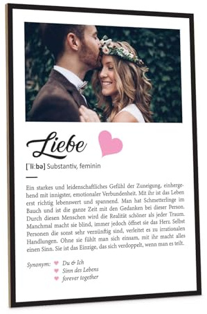 GRAVURZEILE Definition Poster & Kunstdrucke mit eigenem Foto - Geschenke für Freundin & Partner - Personalisierte Wandbilder - Wanddeko Deko für Wohnzimmer Schlafzimmer Flur & Diele