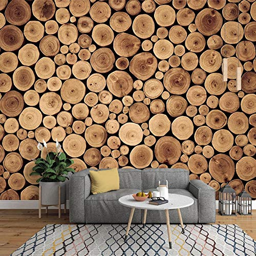 Yimesoy Personnalisé 3D Papier Peint Rétro Nostalgique Style Européen Bûche Bois Anneau Annuel Murale Salon Étude Restaurant Fond Mur Peinture 3 D 120Cm(W)×80Cm(H)