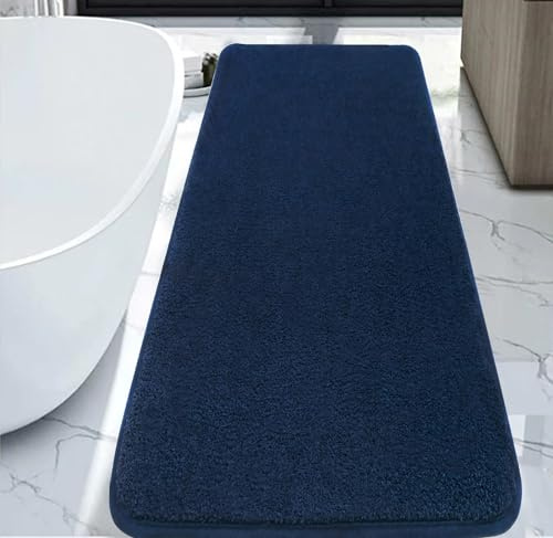 Rururug Tapis Salle de Bain, Tapis de Bain Bleu Marine 50x120cm, Microfibre Tapis Absorbant Antidérapants Lavable en Machine
