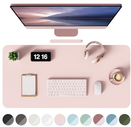 MOLMO Leather Desk Mat, Mouse Pad & Laptop Mat Pink 80x40 cm | Large Mouse Mat, Non-Slip Desk Pad, Keyboard Mat, Waterproof Table Protector, Desk Accessories for Home Office