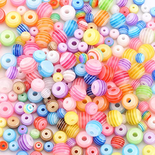 DAHI bunt perlen zum auffädeln 300pcs gemischte acrylic perlen bastelnperlen f. Schmuckherstellung DIY Halsketten Armband (C)