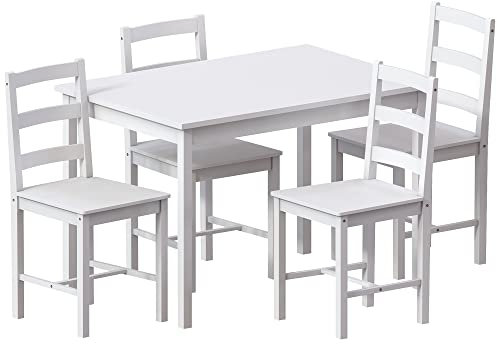 Vida Designs Juego de Mesa y sillas de Comedor Yorkshire, Muebles de Cocina para el hogar (Blanco, 4 plazas)