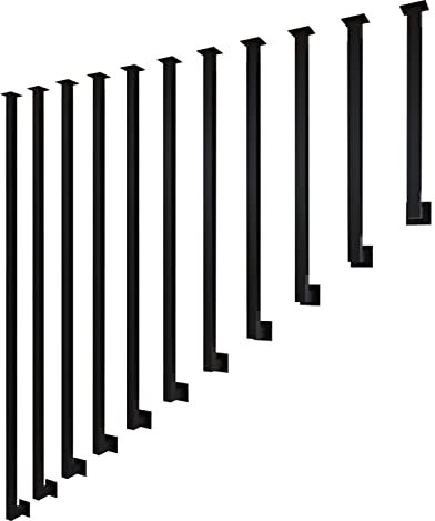 Handlauf für Treppen, Stufen, Sicherheitsstange, Haltegriff, schwarzes Treppengeländer, verzinktes Vierkantrohrgeländer, L-Typ, Sicherheitshilfe für ältere Menschen und Stabilitätsgeländer ( Size : 14