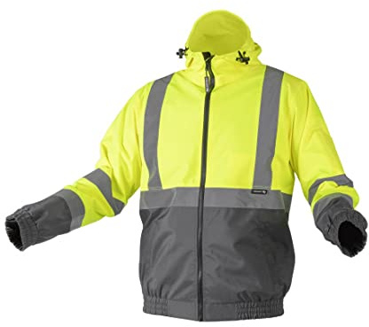 Högert Technik Warnschutz-Arbeitsjacke NIMS, reflektierende Sommer-Bomberjacke, wasserdicht, atmungsaktiv, gelb, XL, Windschutz, Arbeitskleidung, Bau & Straße