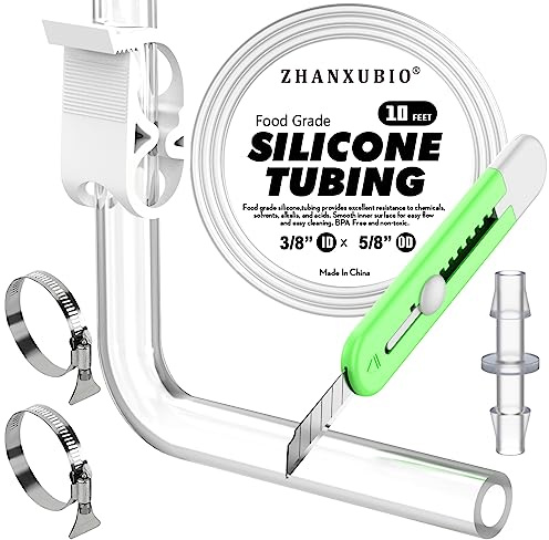 ZHANXUBIO Tube en silicone de qualité alimentaire, tuyau d'aquarium, tuyau d'irrigation goutte à goutte, tuyau en silicone pur haute température pour la fabrication de vin (10 x 16 mm, 3 m)