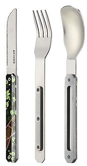 Akinod Elegant gourmet rakt bestick med magnetisk insats (kniv, gaffel och sked) - magnetiskt rakt bestick 12H34 mod. MIRROR Canoe