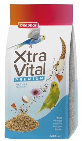 Beaphar Xtravital Periquitos - Alimentación Premium - Contiene Frutas, Semillas y Cereales - Fortalece su Sistema inmunológico - Proporciona un Plumaje denso y Mantiene en Buena Salud - 500g