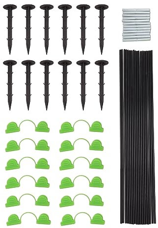 Serre Jardin Tiges en Fiber de Verre Piquets Support de Tunnel Poteau en Fiber Plastique Acier Fiber de Verre 12 Boucles Ensemble Piquets de Jardin