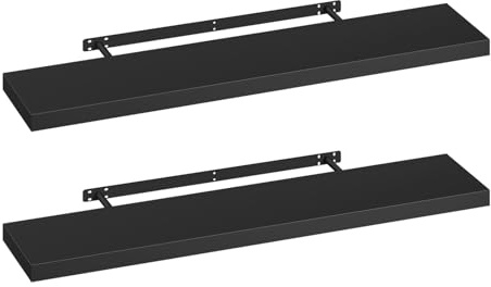 eSituro Wandregal, schwebendes schwarzes Regale für Wandmontage, 2er-Set Schweberegal Hängeregal Wandbrett im Wohnzimmer Schlafzimmer Küche Badezimmer, 100x3,8x22,9 cm