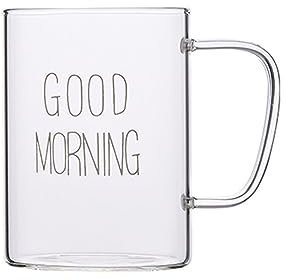 HARAY Tazze per tazze Tazza in vetro da mattina, caffè, latte, tazza da colazione con manico, bicchieri trasparenti, regalo for la casa for le donne Tazza di caffè (Color : White)
