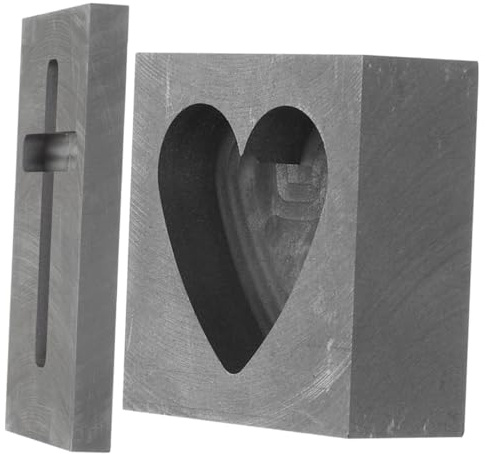 NUOBESTY 2stücke Herzförmige Graphit-gussform Hochwertige Graphitformen Für Gießen Von Kupfer Für -projekte Und Robuste Gießform Für Metallveredelung