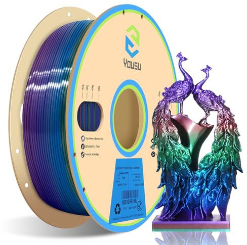YOUSU Rainbow PLA Filament 1,75 mm,Schnell Farbwechselndes Silk Rainbow PLA 3D Drucker filament,Mehrfarbig 3D Druck Filament,2,2 lbs,1KG,Universe Series