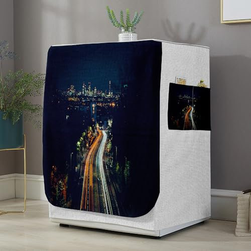 Highdi Housse de Protection pour Machine à Laver, Chargement Frontal Housse La Poussière avec Ouverture Frontale pour Linge Domestique (Autoroute,Capacité S 6~7.5KG)