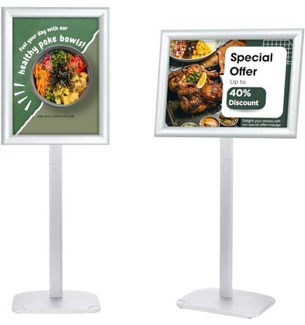 Mutualsign Infoständer DIN A3, Plakatständer mit stabiler Basis, bodenstehender Posterständer für Menü/Mitteilungen/Display, Outdoor-Willkommensschild-Halter, Ständer für Plakate und Werbung, Silber