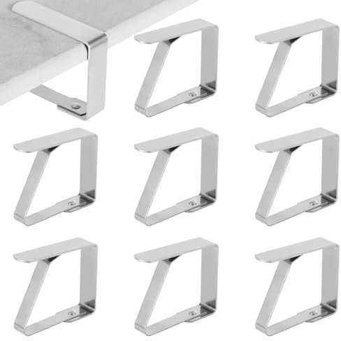 8 Stück Tischdeckenklammern Set, Tischtuchklammern Tischdeckenhalter Edelstahl, Tischklammern für Dicke Tische, Gartentisch, Restaurant Schwarz, 5 x 4 cm