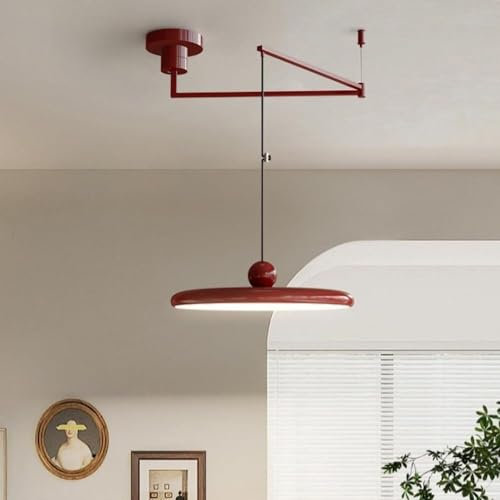 Grande lampada a sospensione moderna con braccio oscillante - Lampada da soffitto a LED dimmerabile da 15,7 pollici, lampada a sospensione color crema regolabile da 37 W for isola cucina, camera da le