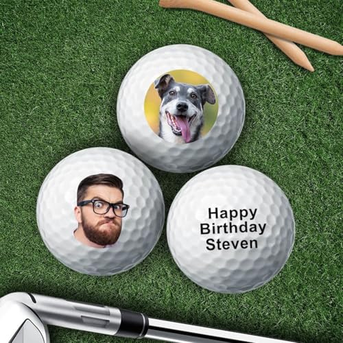 Individuelle Golfbälle, personalisierte Golfbälle mit Gesichtsbild und Text, individuelles Logo, für Männer und Frauen, individuelle Golfbälle, Geschenke für Hochzeit, Vatertag, Geburtstag,