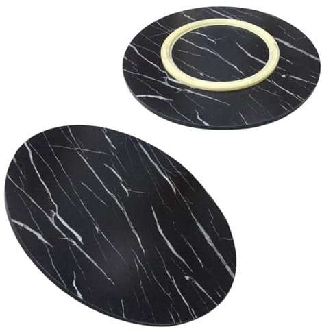 V3VOGUE Ø 50cm-100cm Grand Plateau Tournante en Bois Ronde, Lazy Susan 360° Rotation Plateau De Service, Partage Facile De Tous Les Plats, Assiette De Service pour Table À Manger(Black,Ø50cm)