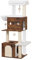 Hzuaneri 130 cm Torre para Gatos, 2 Cuevas para Gatos con Camas Acolchadas, Muebles para casa de Gato con 4 rascadores, Plataformas Grandes, rascador de Madera, Marrón Vintage MS13201WT