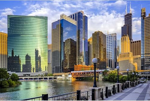 1000 Stück Puzzle Chicago City Illinois Gebäude Klassisches Puzzle DIY Kit Holzspielzeug Wohnkultur