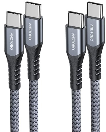 [2M+1M,2Pack] USB C a C Cable de Carga Rápida, 60W iPhone 17 Air Pro Max USB C Carga Rápida Tipo C a Tipo C Nylon Datos Cavo para iphone 17/16/15 Pro Max, iPad mini 6, MacBook Pro, Galaxy S24 S23, ect